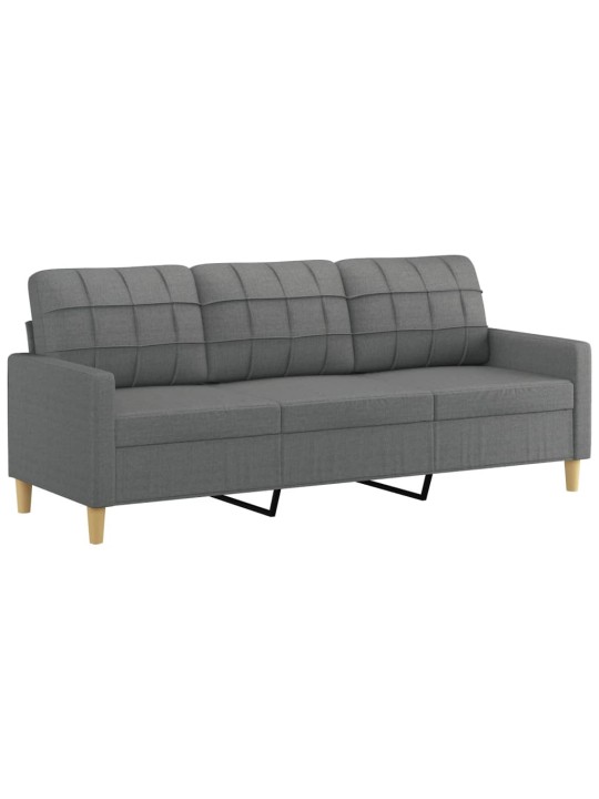 Trivietė sofa, tamsiai pilkos spalvos, 180cm, audinys