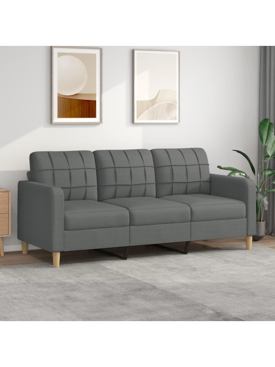 Trivietė sofa, tamsiai pilkos spalvos, 180cm, audinys