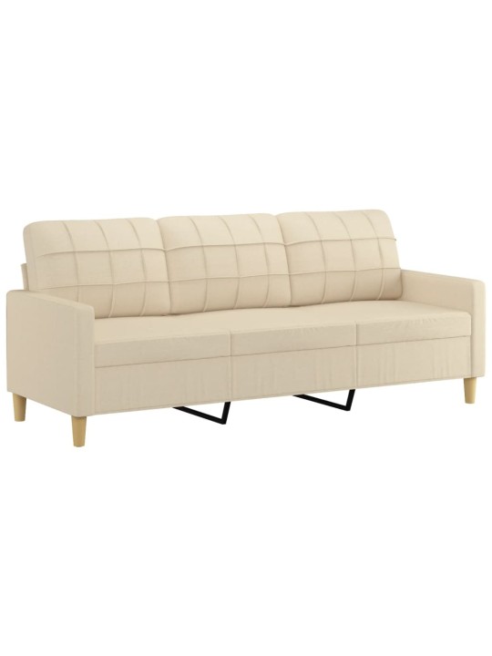 Trivietė sofa, kreminės spalvos, 180cm, audinys