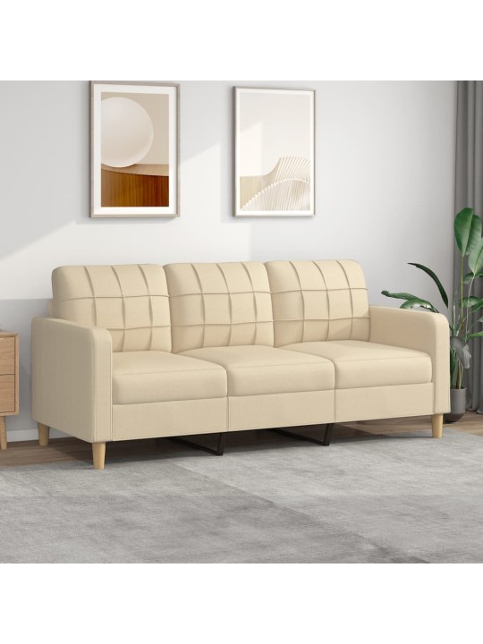 Trivietė sofa, kreminės spalvos, 180cm, audinys