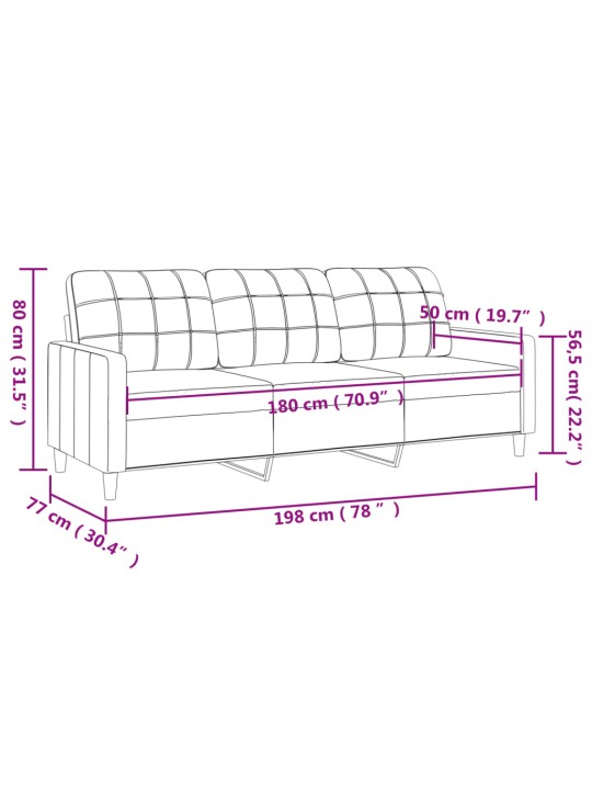 Trivietė sofa, rudos spalvos, 180cm, audinys