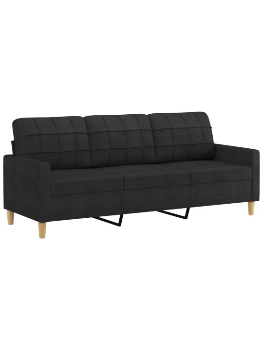 Trivietė sofa, juodos spalvos, 180cm, audinys