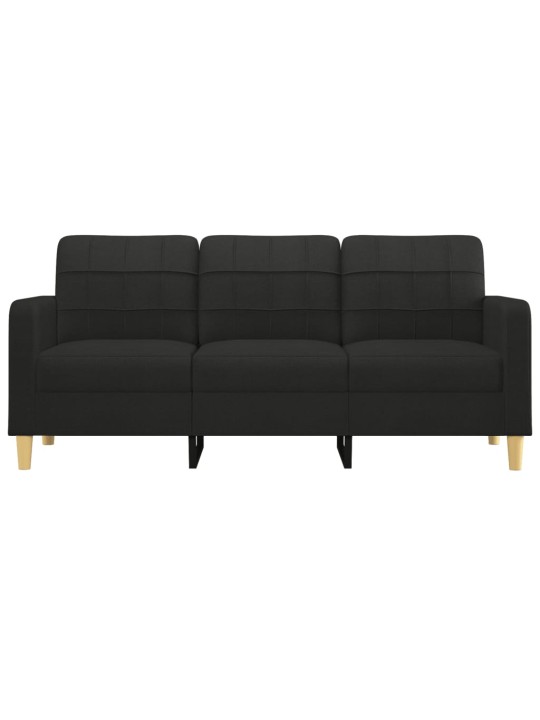 Trivietė sofa, juodos spalvos, 180cm, audinys