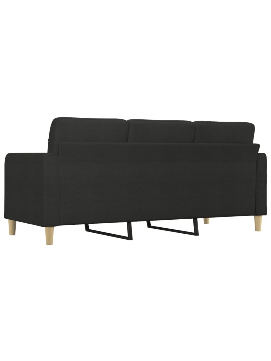 Trivietė sofa, juodos spalvos, 180cm, audinys