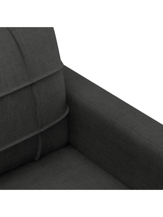 Trivietė sofa, juodos spalvos, 180cm, audinys