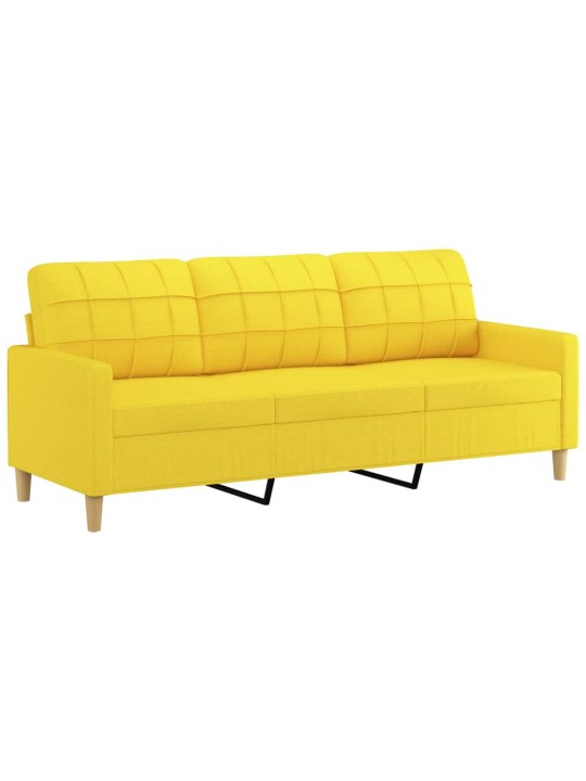 Trivietė sofa, šviesiai geltonos spalvos, 180cm, audinys