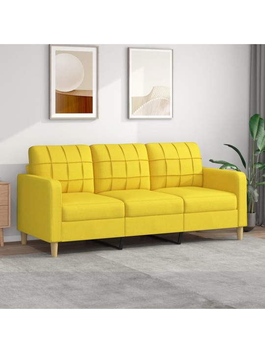 Trivietė sofa, šviesiai geltonos spalvos, 180cm, audinys