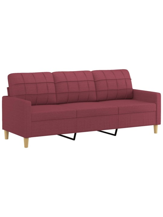 Trivietė sofa, raudonojo vyno spalvos, 180cm, audinys