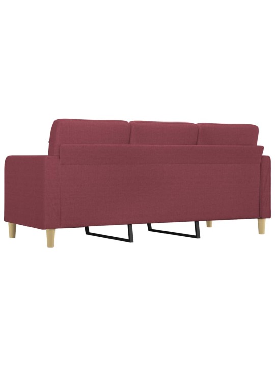 Trivietė sofa, raudonojo vyno spalvos, 180cm, audinys