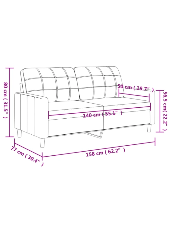 Dvivietė sofa, kapučino spalvos, 140cm, dirbtinė oda