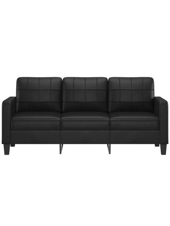 Trivietė sofa, juodos spalvos, 180cm, dirbtinė oda
