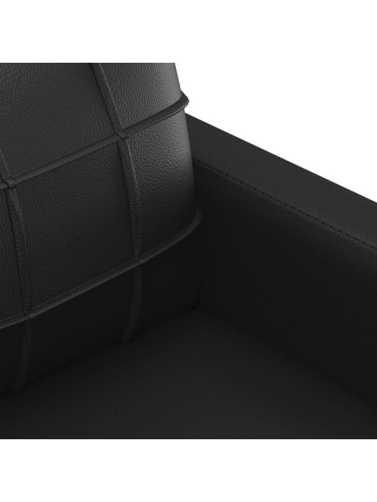 Trivietė sofa, juodos spalvos, 180cm, dirbtinė oda
