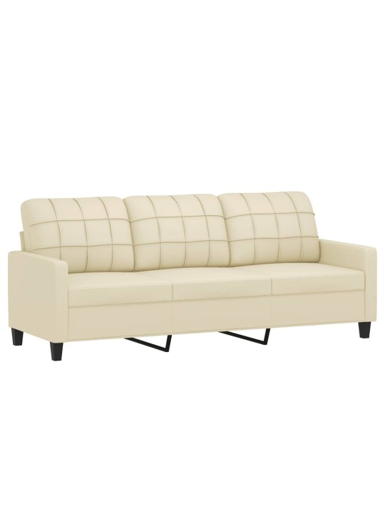 Trivietė sofa, kreminės spalvos, 180cm, dirbtinė oda
