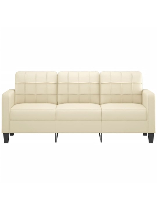 Trivietė sofa, kreminės spalvos, 180cm, dirbtinė oda