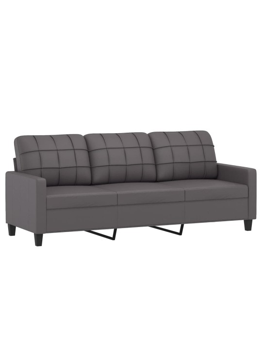 Trivietė sofa, pilkos spalvos, 180cm, dirbtinė oda