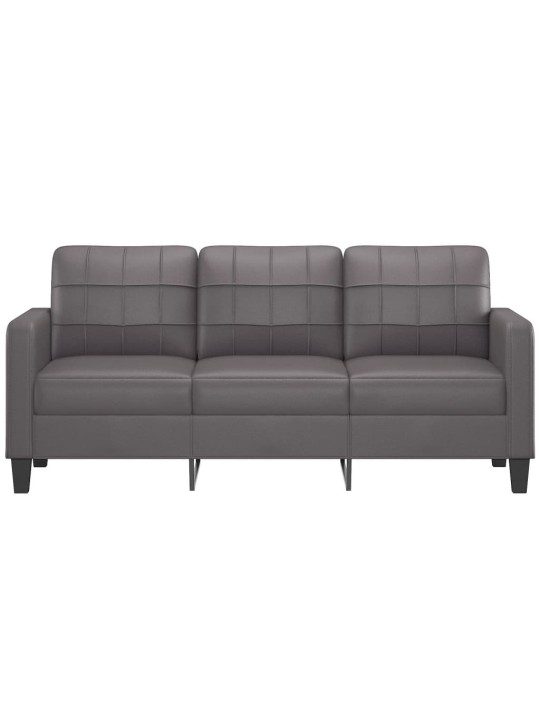 Trivietė sofa, pilkos spalvos, 180cm, dirbtinė oda