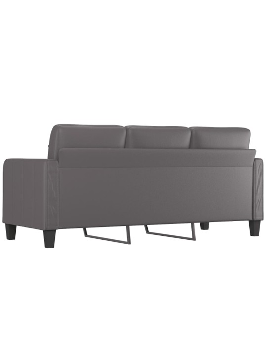 Trivietė sofa, pilkos spalvos, 180cm, dirbtinė oda