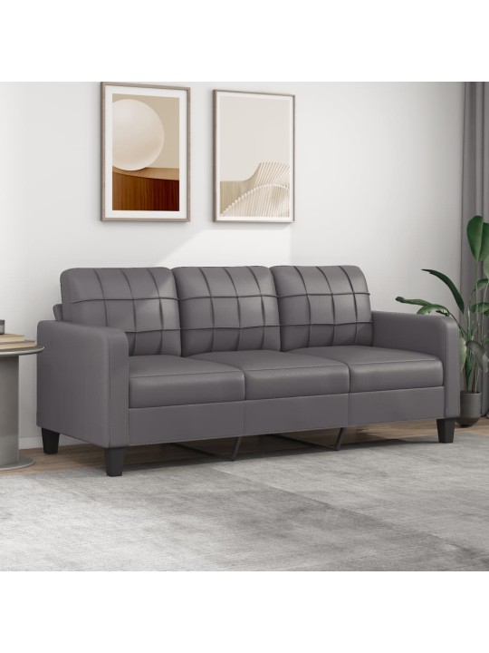 Trivietė sofa, pilkos spalvos, 180cm, dirbtinė oda