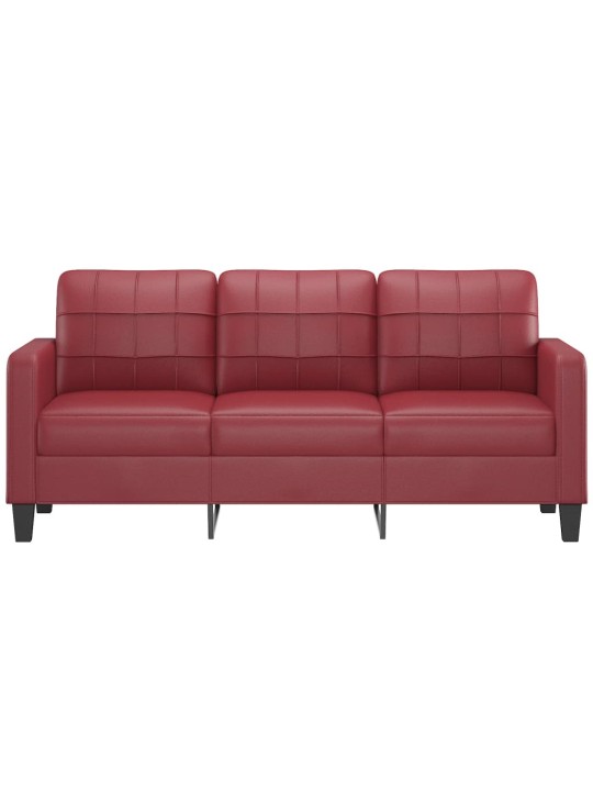 Trivietė sofa, raudonojo vyno spalvos, 180cm, dirbtinė oda