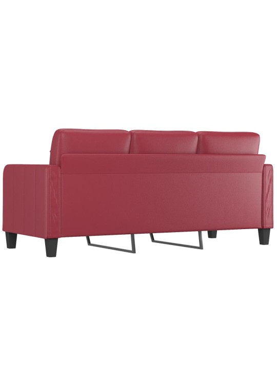 Trivietė sofa, raudonojo vyno spalvos, 180cm, dirbtinė oda