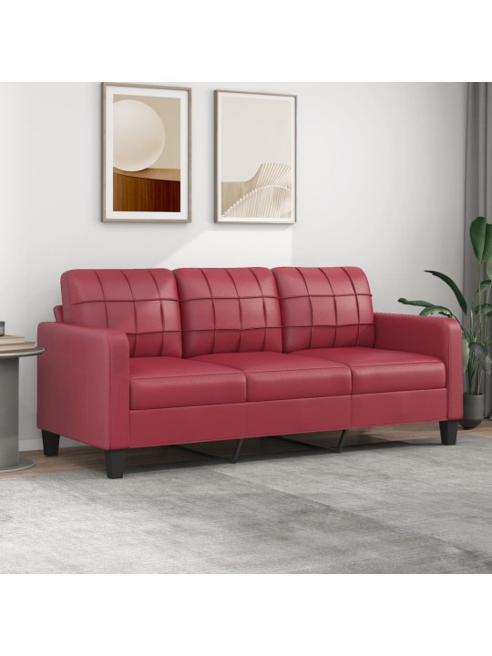 Trivietė sofa, raudonojo vyno spalvos, 180cm, dirbtinė oda