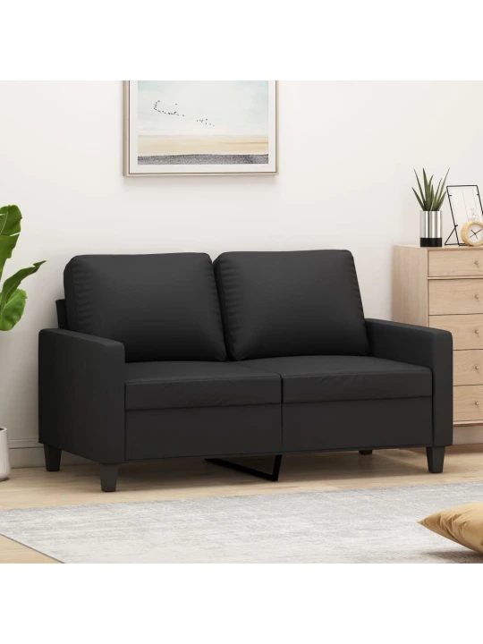 Dvivietė sofa, juodos spalvos, 120cm, dirbtinė oda