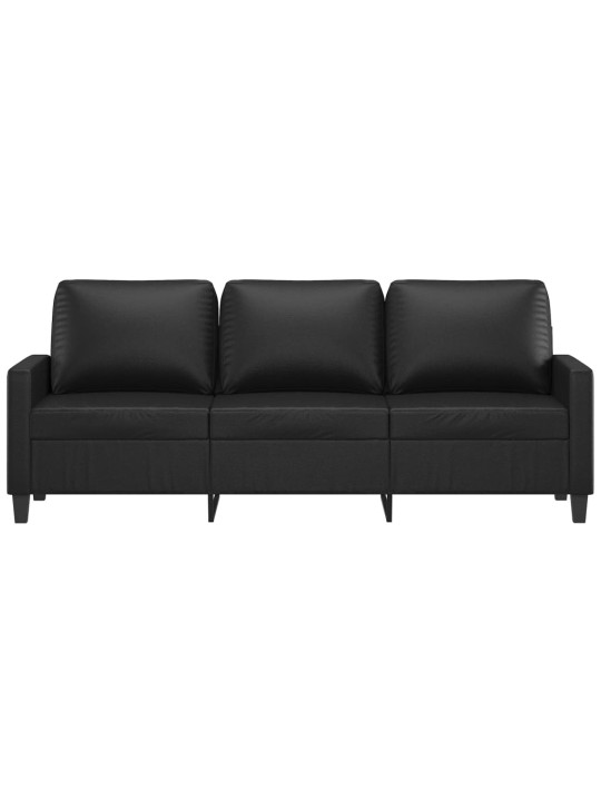 Trivietė sofa, juodos spalvos, 180cm, dirbtinė oda
