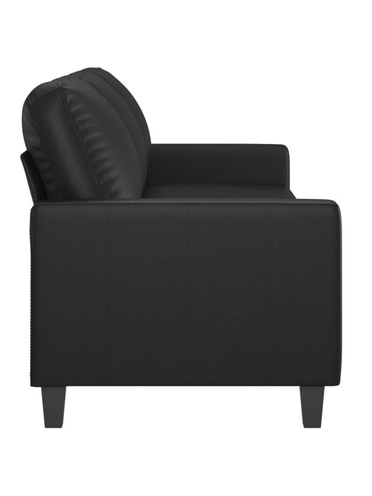 Trivietė sofa, juodos spalvos, 180cm, dirbtinė oda