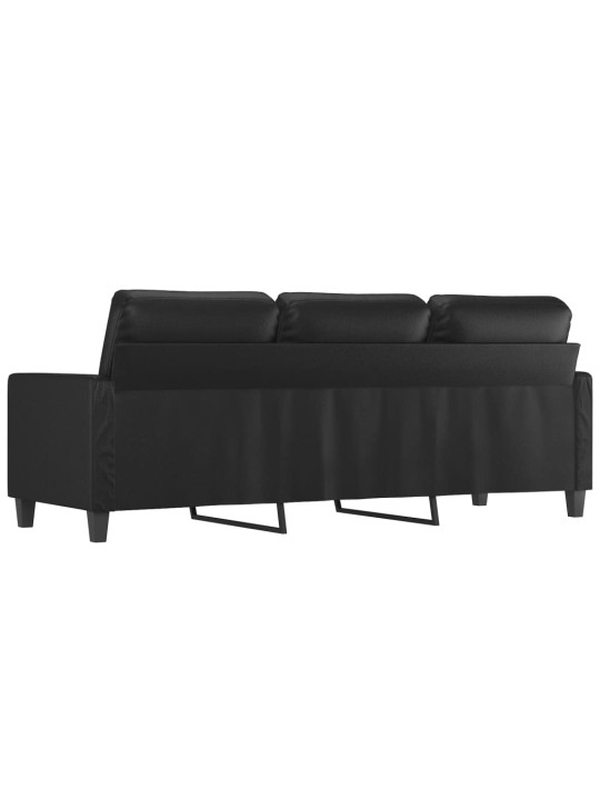 Trivietė sofa, juodos spalvos, 180cm, dirbtinė oda