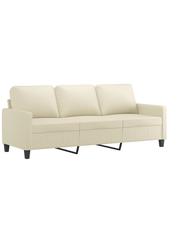 Trivietė sofa, kreminės spalvos, 180cm, dirbtinė oda