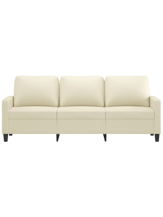 Trivietė sofa, kreminės spalvos, 180cm, dirbtinė oda