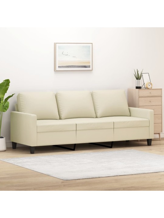 Trivietė sofa, kreminės spalvos, 180cm, dirbtinė oda