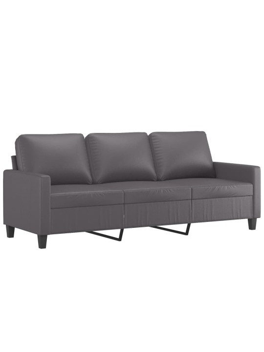 Trivietė sofa, pilkos spalvos, 180cm, dirbtinė oda