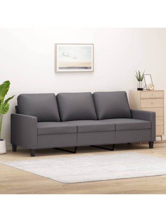 Trivietė sofa, pilkos spalvos, 180cm, dirbtinė oda