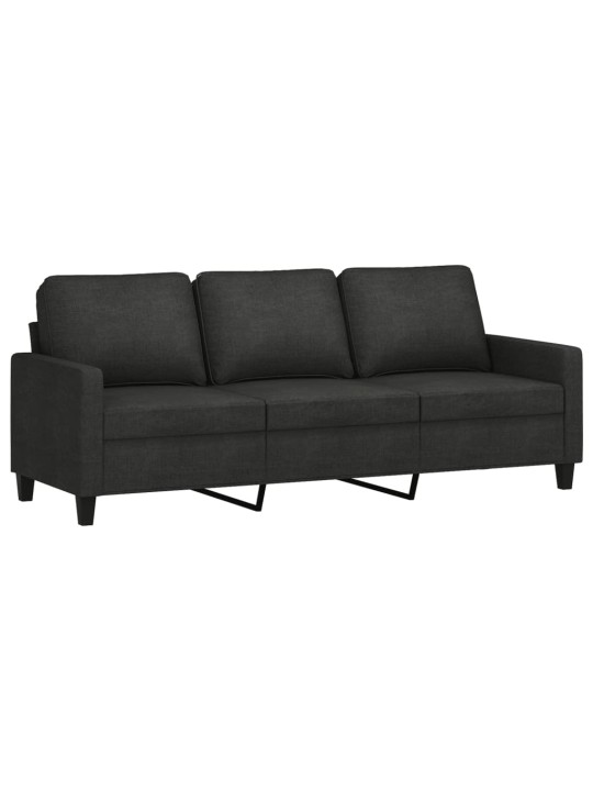Trivietė sofa, juodos spalvos, 180cm, audinys