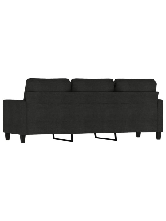 Trivietė sofa, juodos spalvos, 180cm, audinys