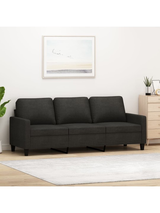 Trivietė sofa, juodos spalvos, 180cm, audinys