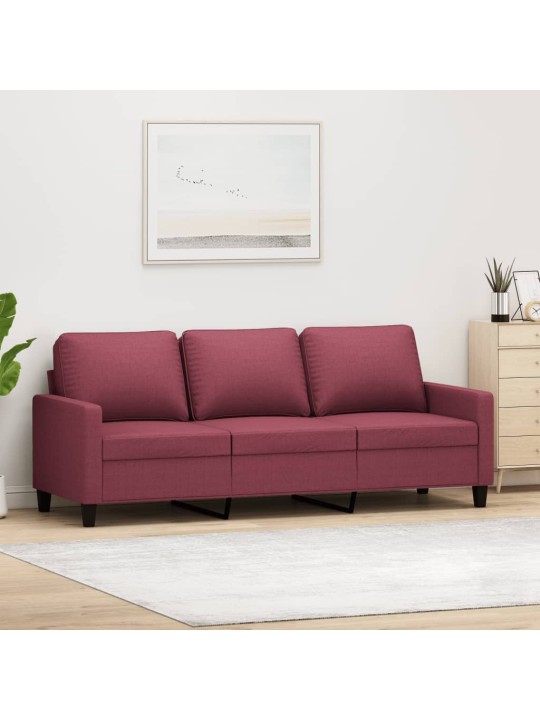 Trivietė sofa, raudonojo vyno spalvos, 180cm, audinys