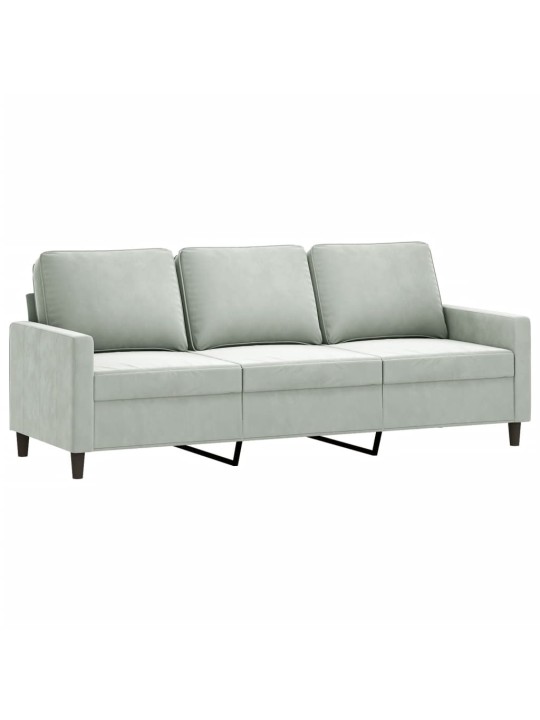 Trivietė sofa, šviesiai pilkos spalvos, 180cm, aksomas