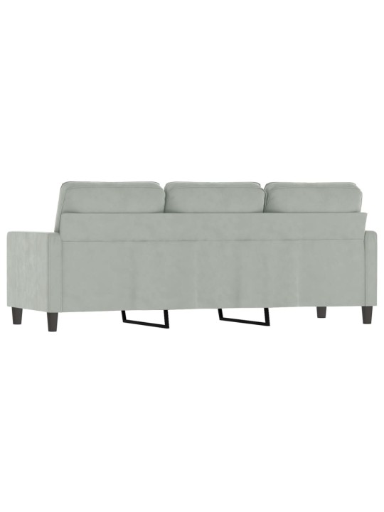Trivietė sofa, šviesiai pilkos spalvos, 180cm, aksomas