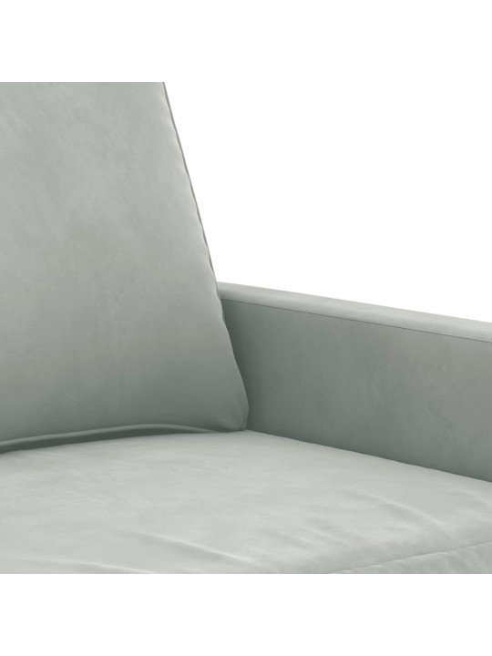 Trivietė sofa, šviesiai pilkos spalvos, 180cm, aksomas