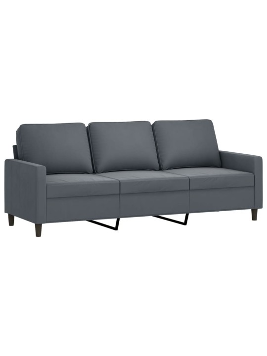 Trivietė sofa, tamsiai pilkos spalvos, 180cm, aksomas