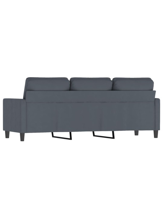 Trivietė sofa, tamsiai pilkos spalvos, 180cm, aksomas