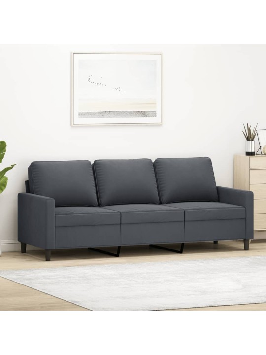 Trivietė sofa, tamsiai pilkos spalvos, 180cm, aksomas