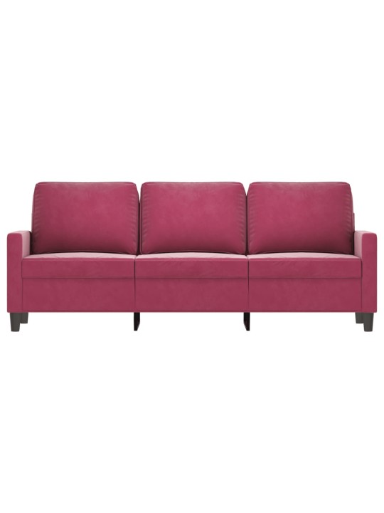 Trivietė sofa, raudonojo vyno spalvos, 180cm, aksomas