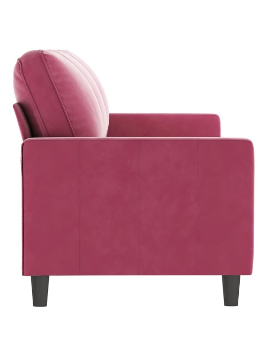 Trivietė sofa, raudonojo vyno spalvos, 180cm, aksomas