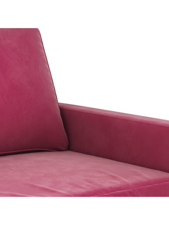 Trivietė sofa, raudonojo vyno spalvos, 180cm, aksomas