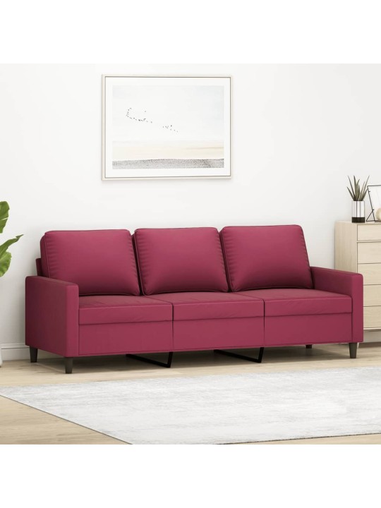 Trivietė sofa, raudonojo vyno spalvos, 180cm, aksomas