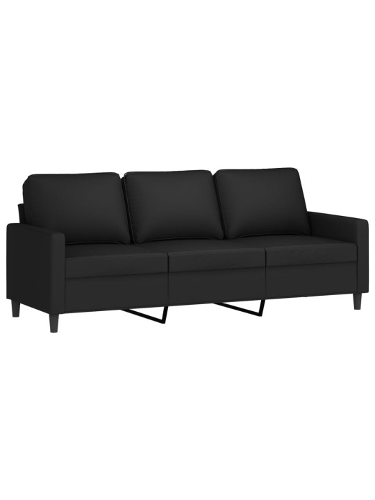 Trivietė sofa, juodos spalvos, 180cm, aksomas