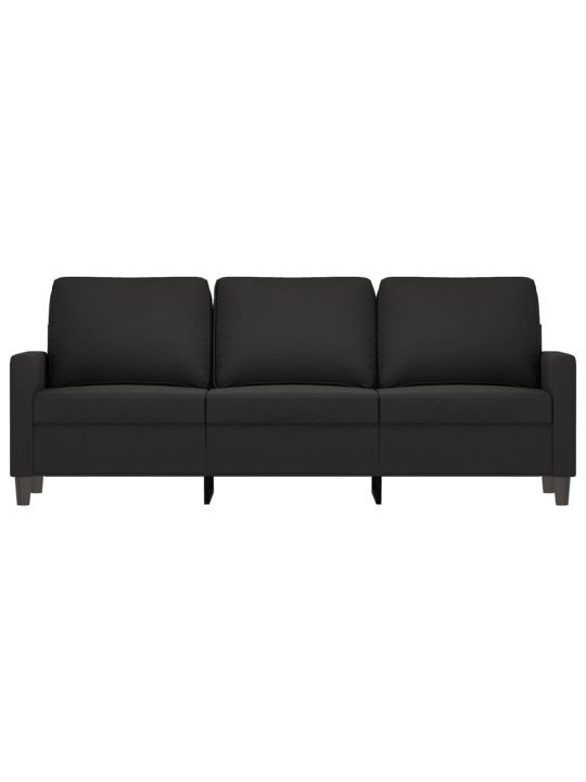 Trivietė sofa, juodos spalvos, 180cm, aksomas